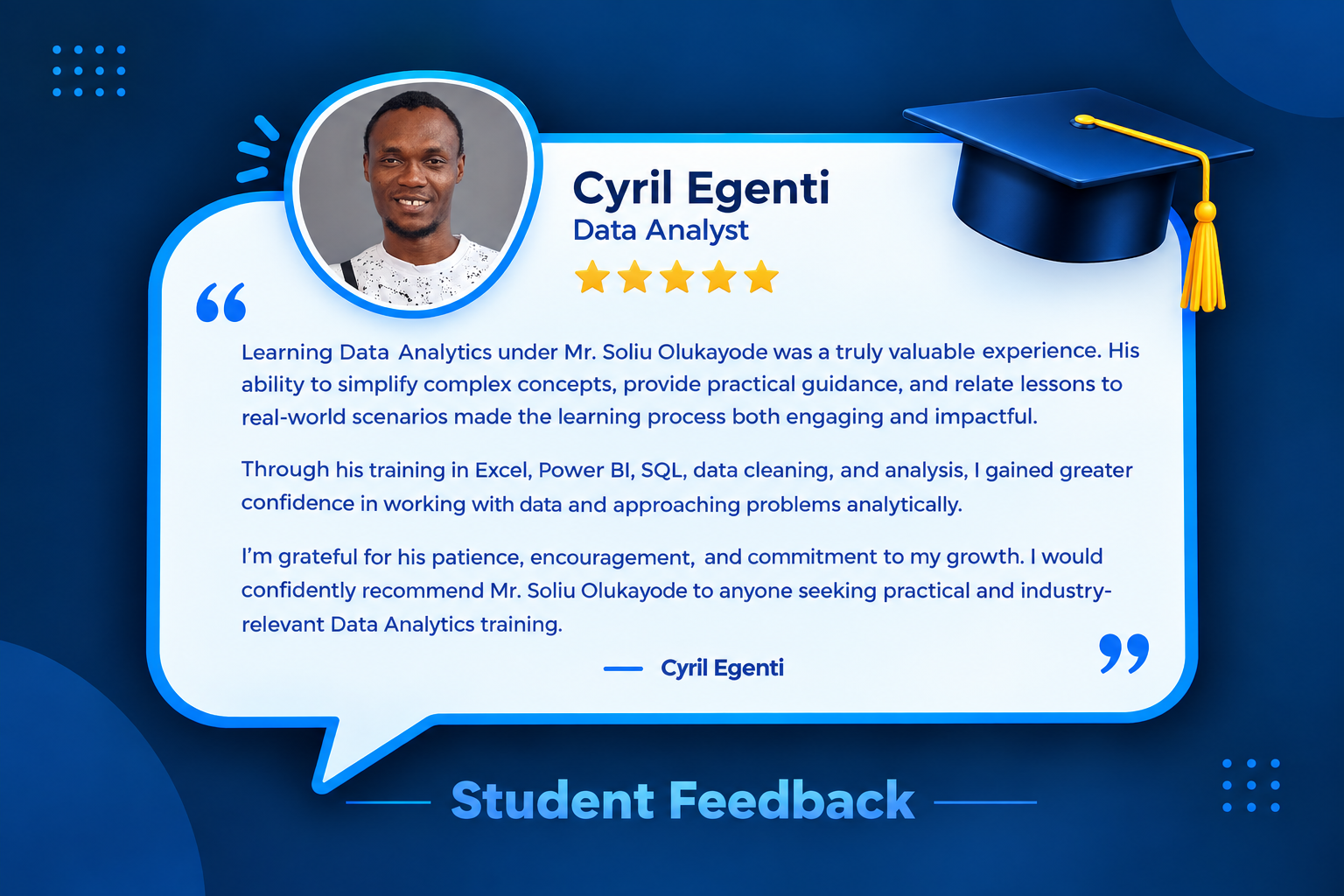 Student feedback from Cyril Egenti