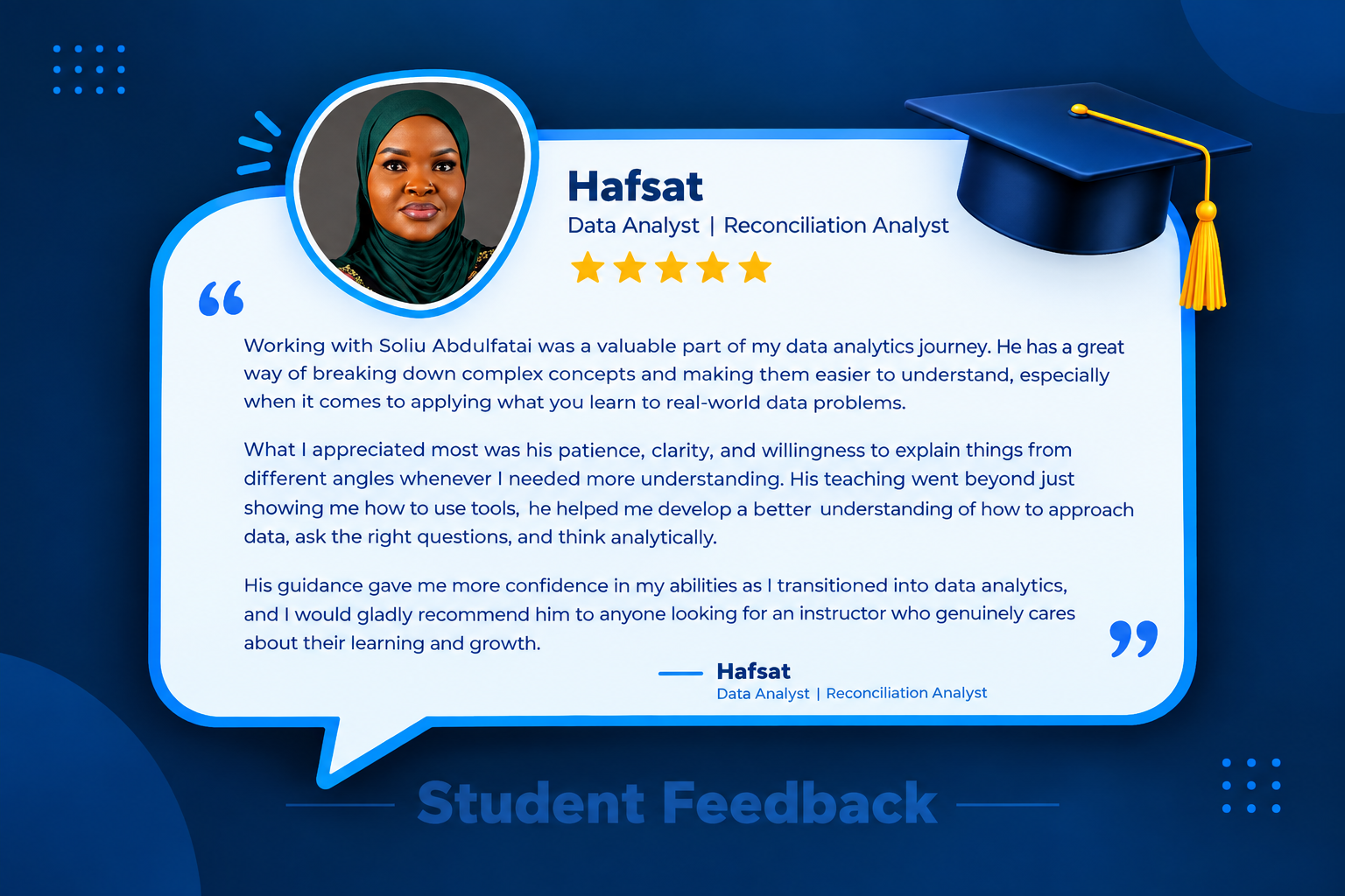 Student feedback from Hafsat