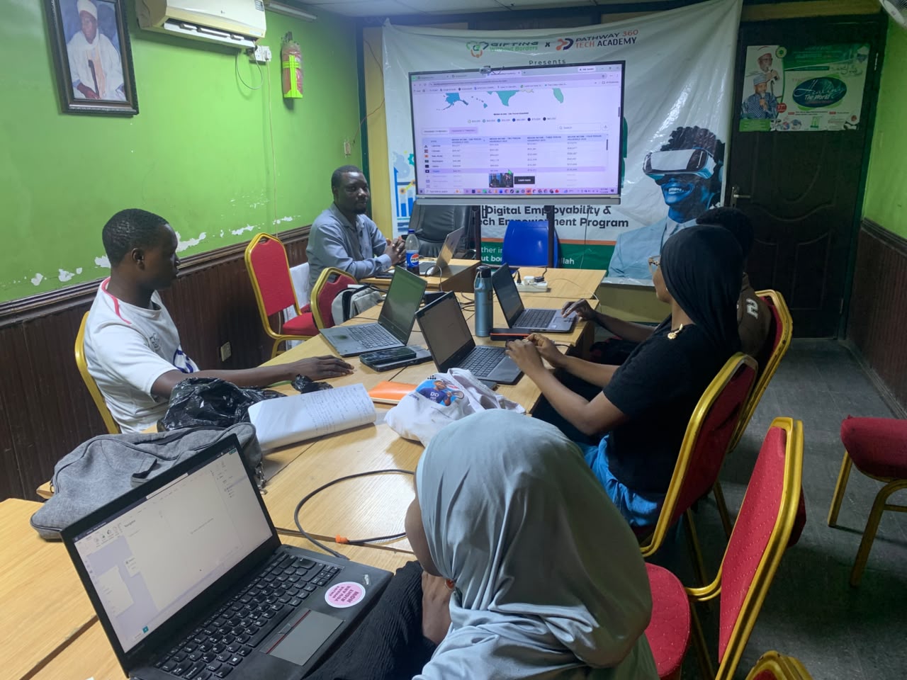 Students taking part in a practical data analytics training session